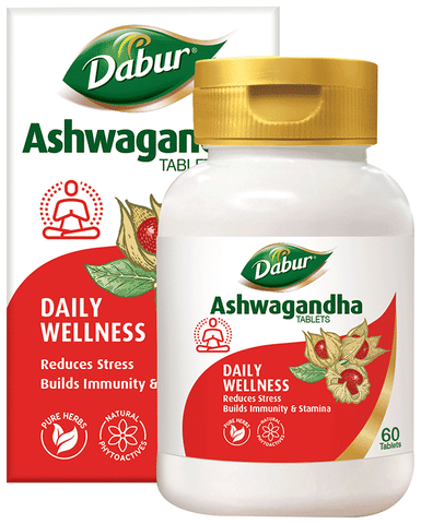 Dabur Ashwagandha Tablet | General Wellness Tablets | Stress Relief | Rich in Antioxidants | Immunity Booster | Rejuvenates Body