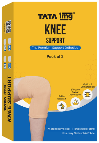 Tata 1mg Knee Support | Knee Cap For Men & Women | Sports, Pain Relief & Comfort Medium Beige